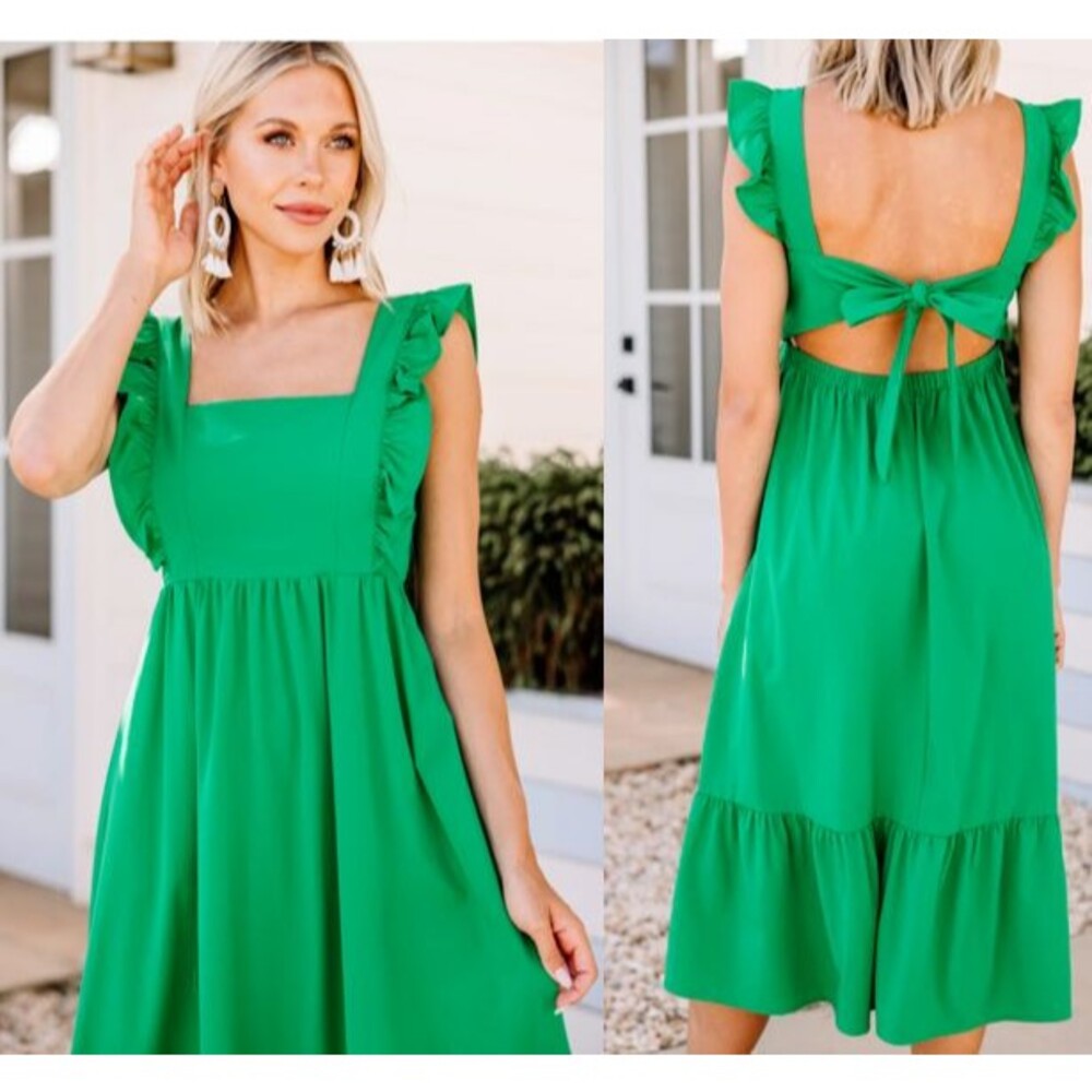 Green Ruffle Midi Dress 12/14